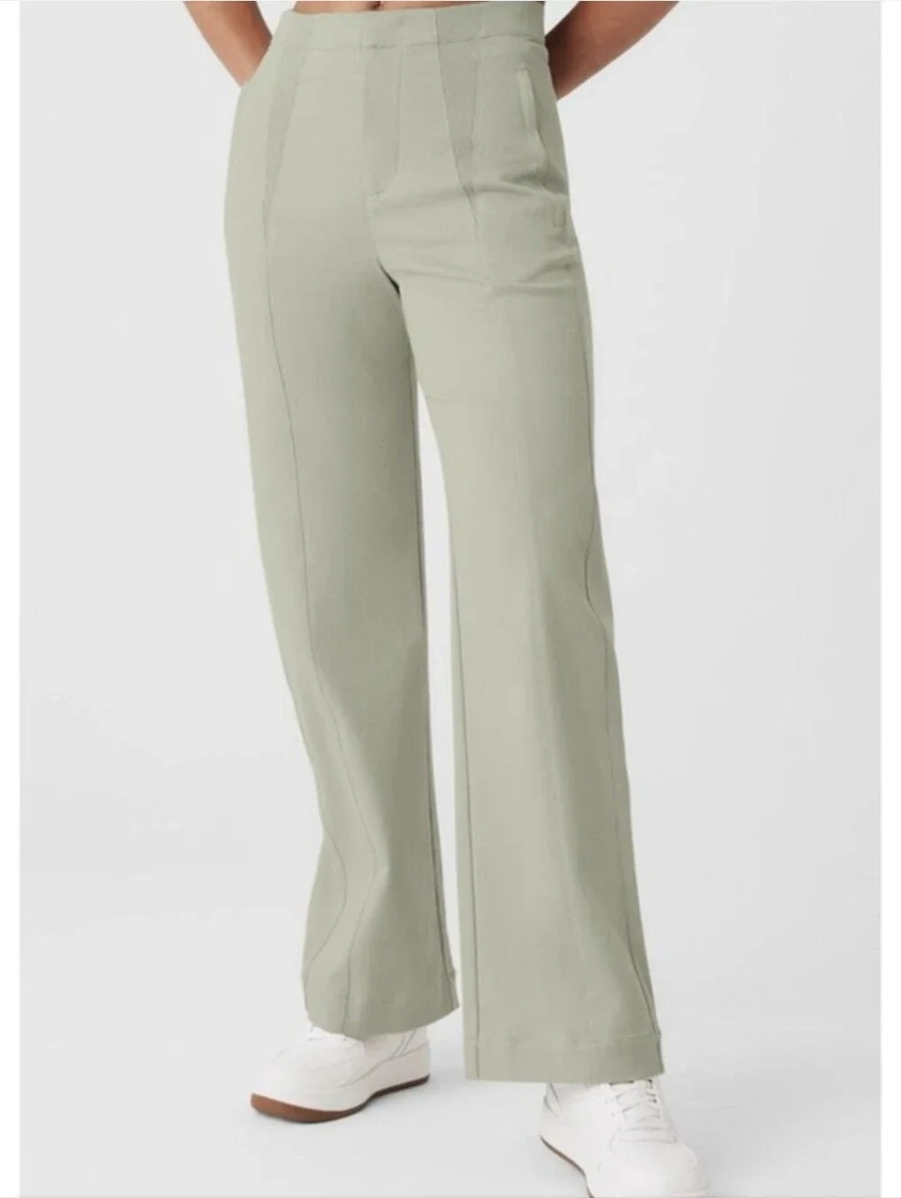 Alo Yoga High Waist On Point Moto Sage Green Trousers Size Medium